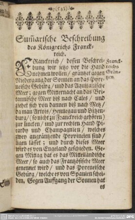 Sum[m]arische Beschreibung des Königreichs Franckreich