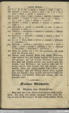 Dritter Abschnitt. III. Abziehen oder Subtrahiren