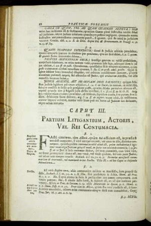 Caput III. De Partium Litigantium, Actoris, Vel Rei Contumacia.