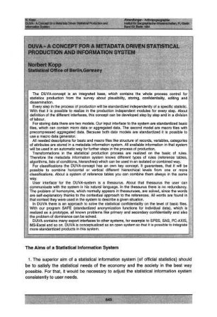 DUVA - a concept for a metadata driven statistical production and information system