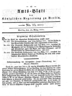No 10, 21. März 1821