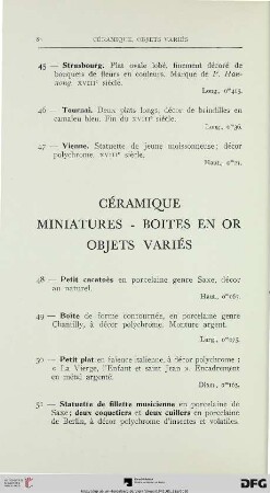 Céramique – Miniatures – Boites en or objets variés (Nr. 48-77)