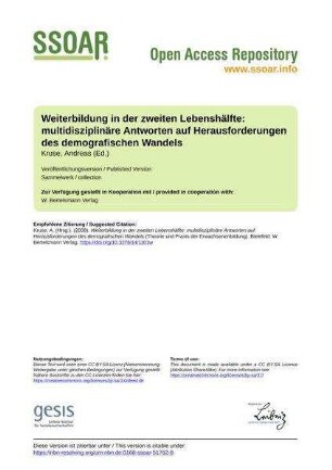 Weiterbildung in der zweiten Lebenshälfte: multidisziplinäre Antworten auf Herausforderungen des demografischen Wandels