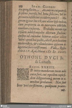 Othoni, Duci Br. & Lunaeb. Epist. XXXIIX.