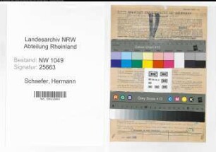 Entnazifizierung Hermann Schaefer , geb. 08.06.1899 (Bankangestellter)