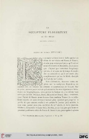 3. Pér. 13.1895: La sculpture florentine au XVe siècle, 2, Nanni di Banco (1374? - 1421)
