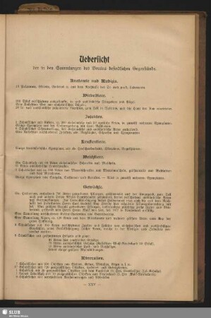 Uebersicht der in den Sammlungen des Vereins befindlichen Gegenstände