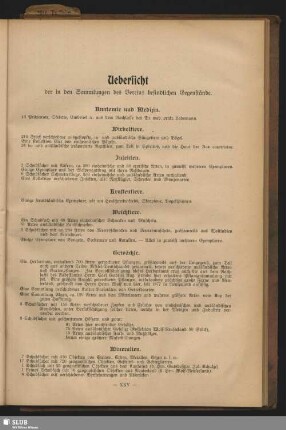 Uebersicht der in den Sammlungen des Vereins befindlichen Gegenstände