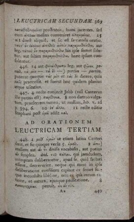 Ad Orationem Leuctricam Tertiam.