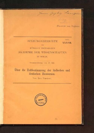 Über die Zeitbestimmung der italischen und deutschen Hausurnen