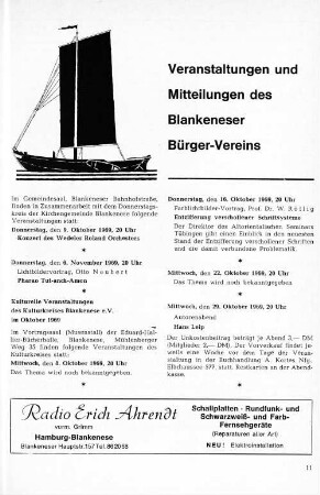Veranstaltungen und Mitteilungen des Blankeneser Bürger-Vereins