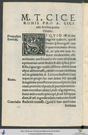Marci Tullii Ciceronis Pro Archia poëta Oratio