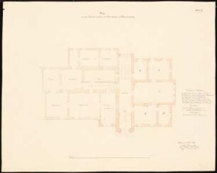 Herrenhaus, Gießmannsdorf Umbau und Erweiterung - 1. Projekt: Grundriss Souterrain, Erdgeschoss, Raumprogramm, Maßstabsleiste (Meter)