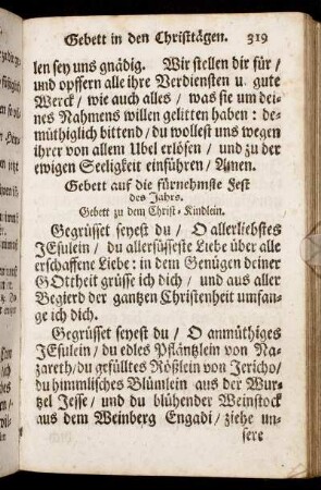 Gebett zu dem Christ-Kindlein. - An Mariä Verkündigung.