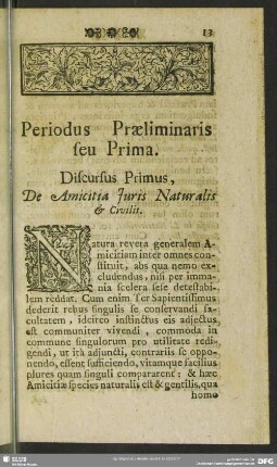 Periodus Praeliminaris seu Prima