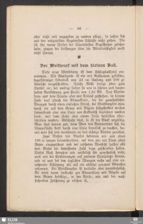Der Weitwurf mit dem kleinen Ball