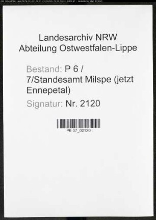 Namensverzeichnis Milspe (jetzt Ennepetal), Todesfälle