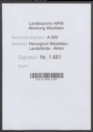 Vereidigung und Instruktion für den Landpfennigmeister Maximilian Henrich Honcamp