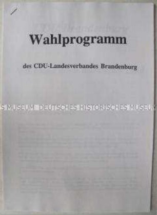 Wahlprogramm der CDU des Landes Brandenburg