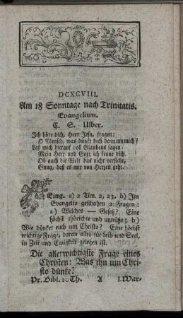 DCXCVIII. Am 18. Sonnt. nach Trinit.