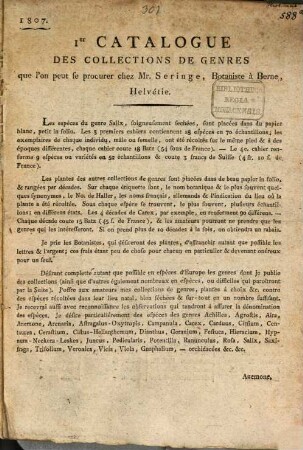 1er Catalogue des collections de genres
