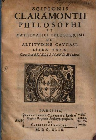 De Altitudine Caucasi liber unus