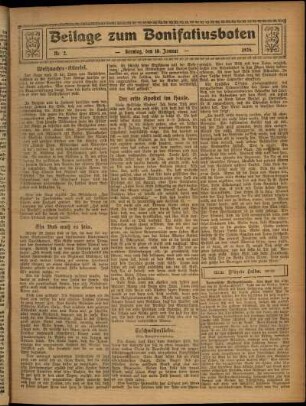 Zweite Ausgabe vom Sonntag, den 10. Januar 1926.