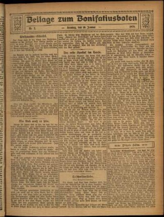 Zweite Ausgabe vom Sonntag, den 10. Januar 1926.