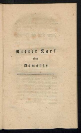 Ritter Karl eine Romanze