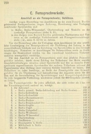Anschluß an ein Fernsprechnetz; Gebühren