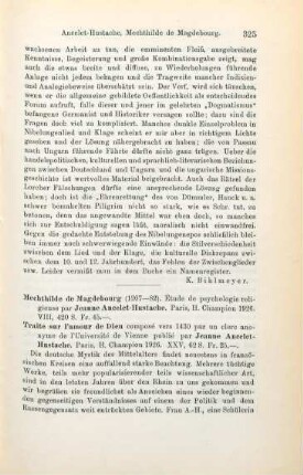 325-327 [Rezension] Ancelet-Hustache, Jeanne, Mechtilde de Magdebourg