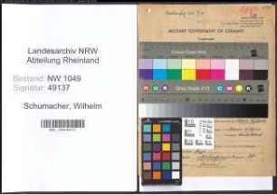 Entnazifizierung Wilhelm Schumacher , geb. 08.10.1903 (Fabrikant)