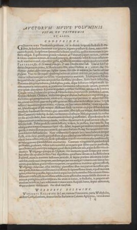 Auctorum Huius Voluminis Vitae, Ex Trithemio Et Aliis.