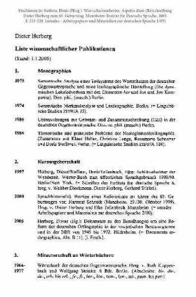 Liste wissenschaftlicher Publikationen