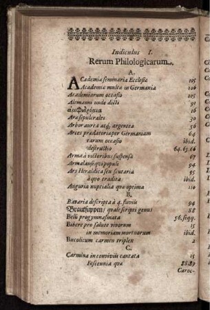 Indiculus I. Rerum Philologicarum