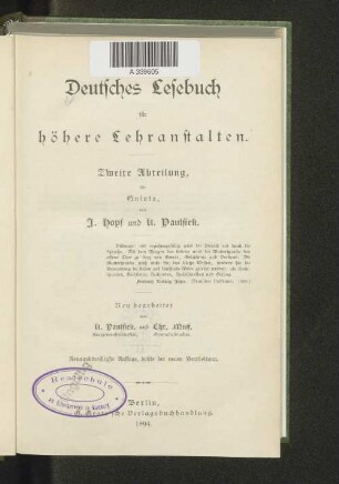 Abt. 2: Für Quinta