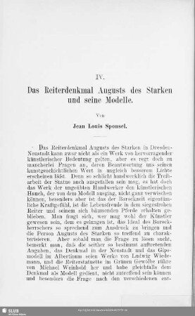 IV. Das Reiterdenkmal August des Starken und seine Modelle