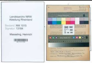 Entnazifizierung Heinrich Masseling , geb. 11.10.1913 (Strassenbahnschaffner)