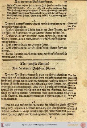 Der funffte Articul: Von der ewigen Versehung Gottes