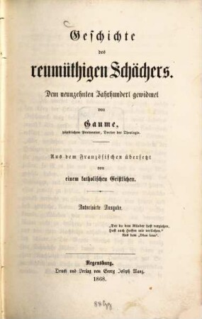 Geschichte des reumüthigen Schächers : dem neunzehnten Jahrhundert gewidmet