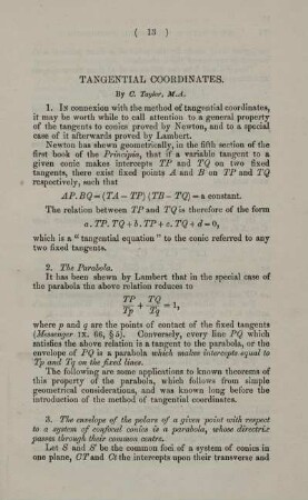 Tangential coordinates.