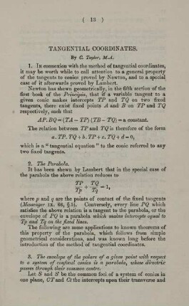 Tangential coordinates.