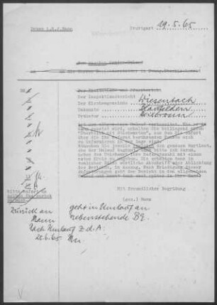 Wiesenbach: Inspektionsbericht 1965