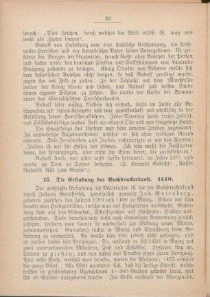 15. Die Gründung der Buchdruckerkunst. 1440.