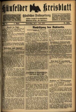 Erste Ausgabe vom Donnerstag, den 05. Juni 1930.