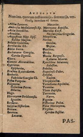Authorum Nomina ...