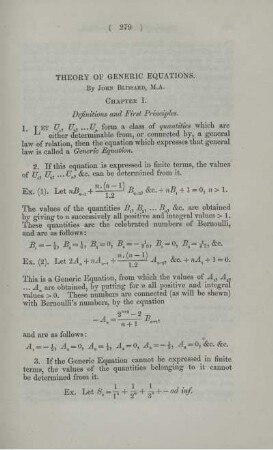 Theory of generic equations.