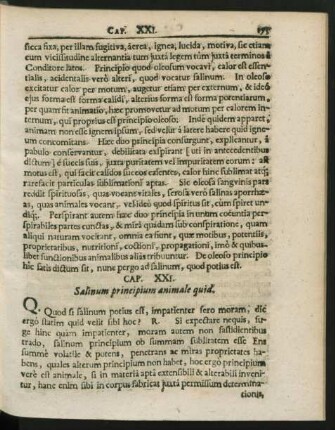Cap. XXI. Salinum principium animale quid.