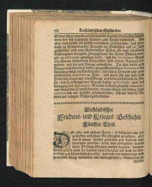 Liefländischer Friedens- und Krieges-Geschichte Fünffter Theil.