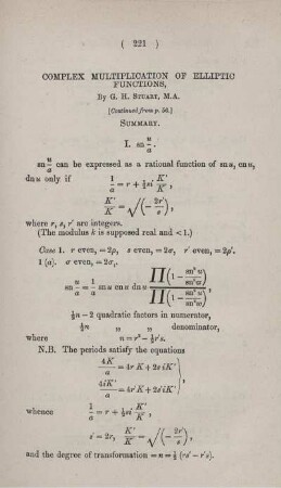 Complex multiplication of elliptic functions.